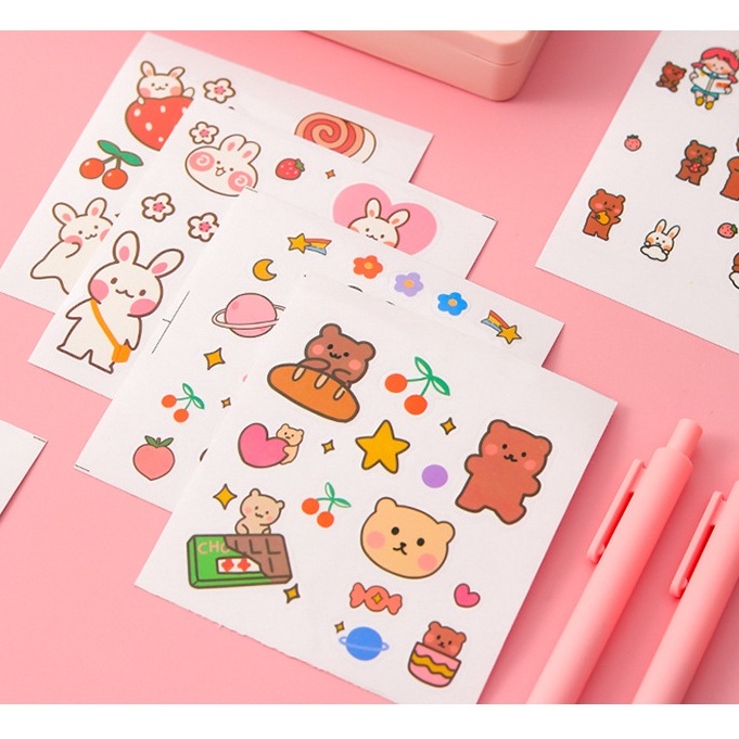 Mua Sticker động vật thỏ, vịt, mèo, gấu siêu cute dễ thương trang trí ...