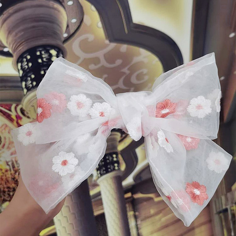 Kẹp tóc thắt nơ lưới đơn giản xinh xắn