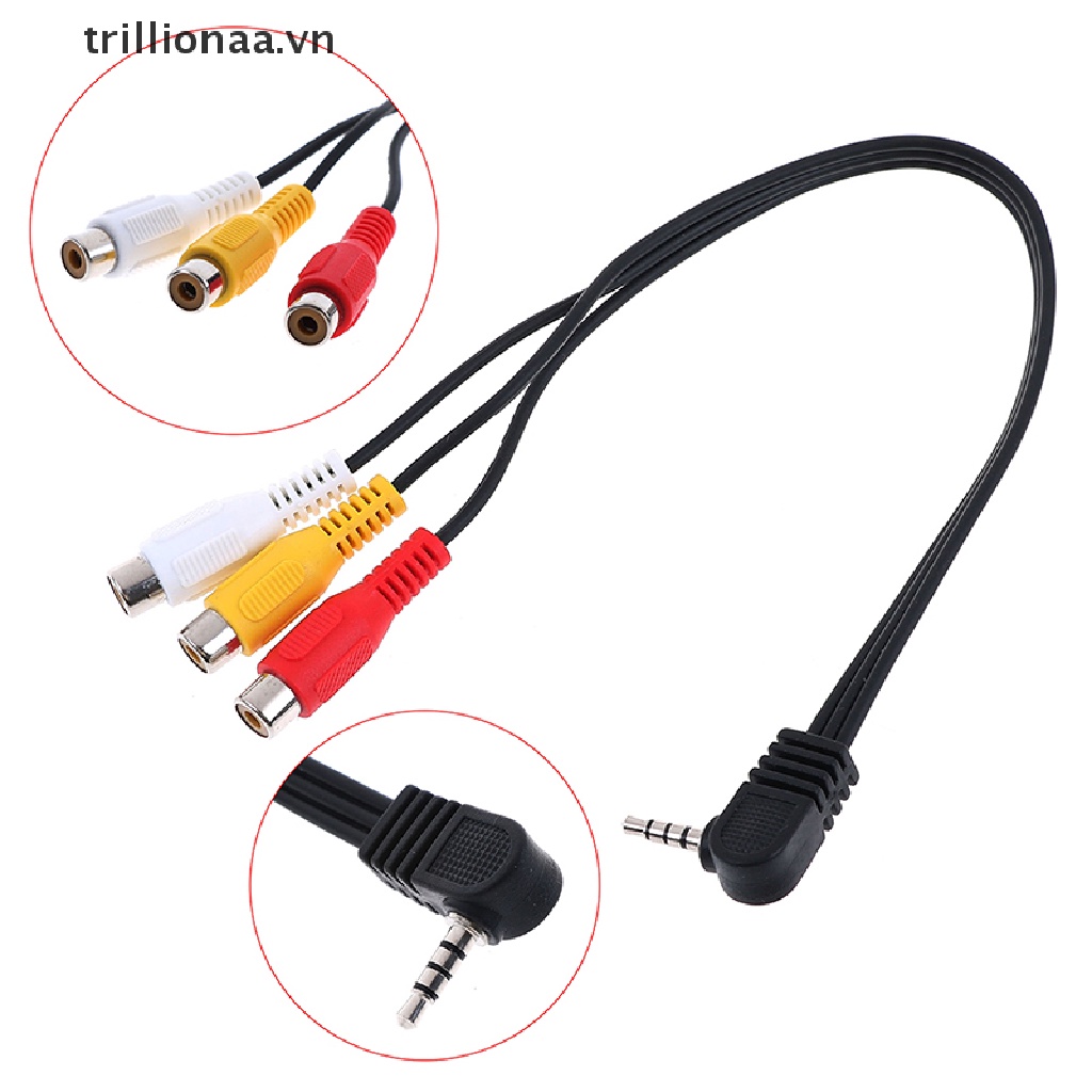 Đầu Nối Chuyển Đổi Âm Thanh 3.5mm Sang 3 RCA Tốc Độ Cao 90 Độ