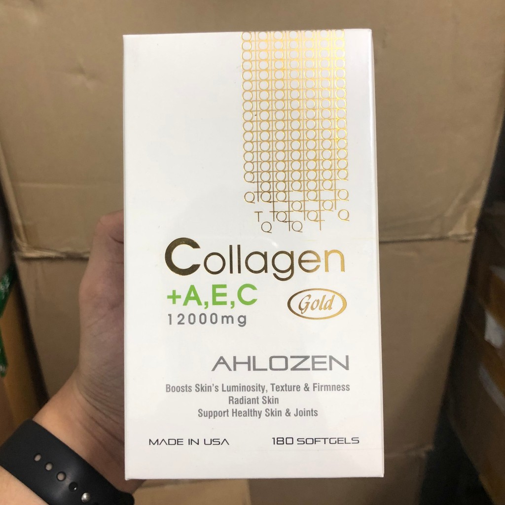 (Hàng Mới) Collagen A E C 12000mg Ahlozen Gold 180 viên Đẹp da, Ngừa lão hóa