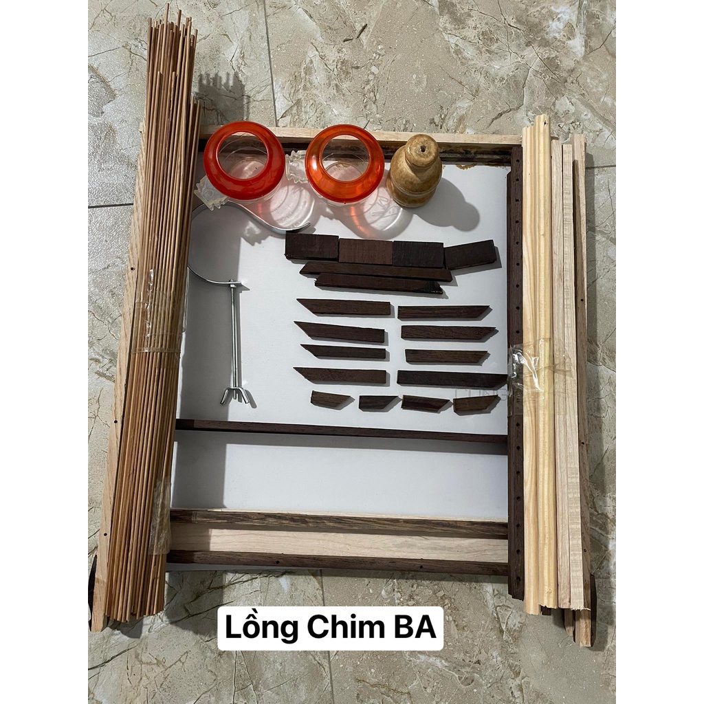 Khung lồng chim chào mào Minibica thái đấu vuông đấu gỗ tần bì dễ lắp ráp siêu đẹp LC99