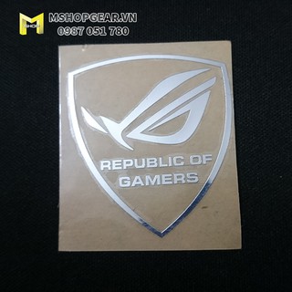 Sticker logo Republic Of Gamers (ROG) bạc có viền