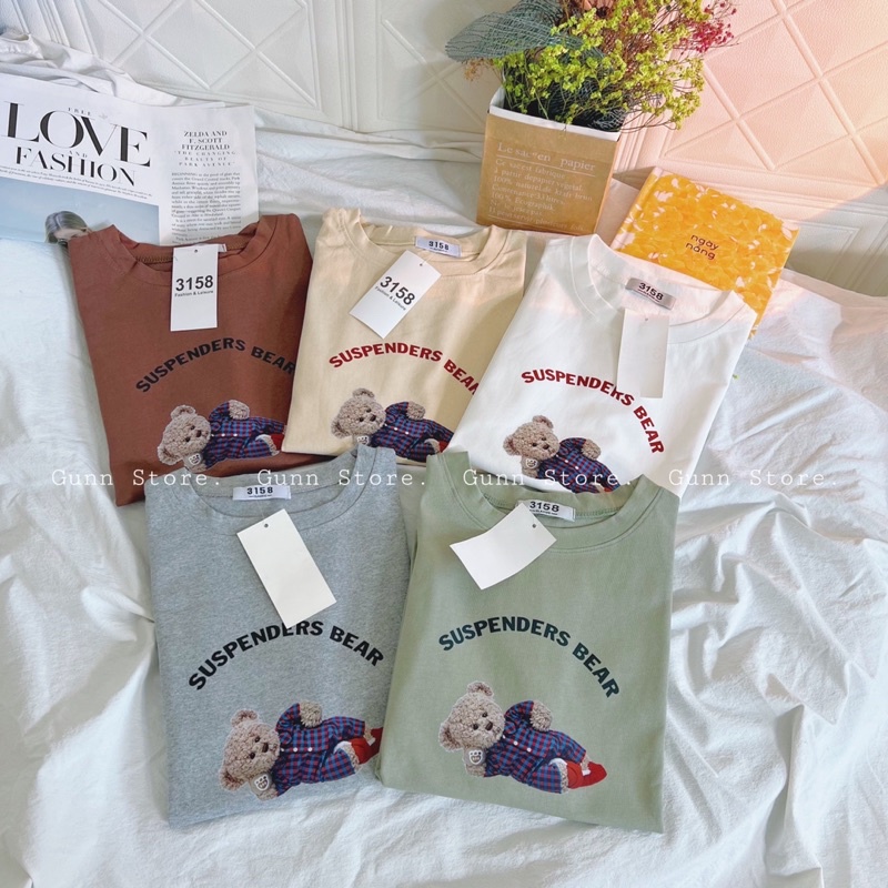 Áo Thun 3158 SUSPENDERS BEAR Form Rộng Chất Cotton Khô Loại 1, Thoáng Mát, Thấm Hút Mồ Hôi - GUNN