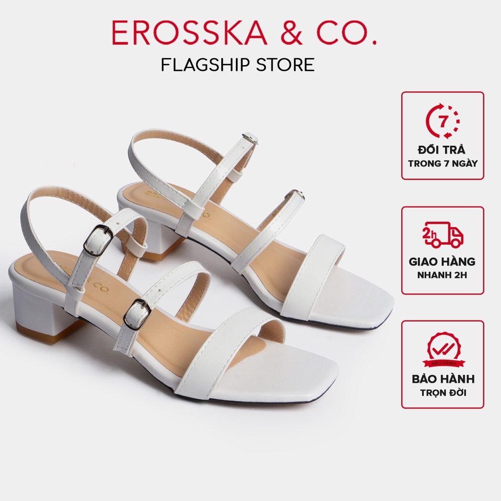 Giày sandal cao gót Erosska phối dây quai mảnh cao 3cm màu đen - EB018