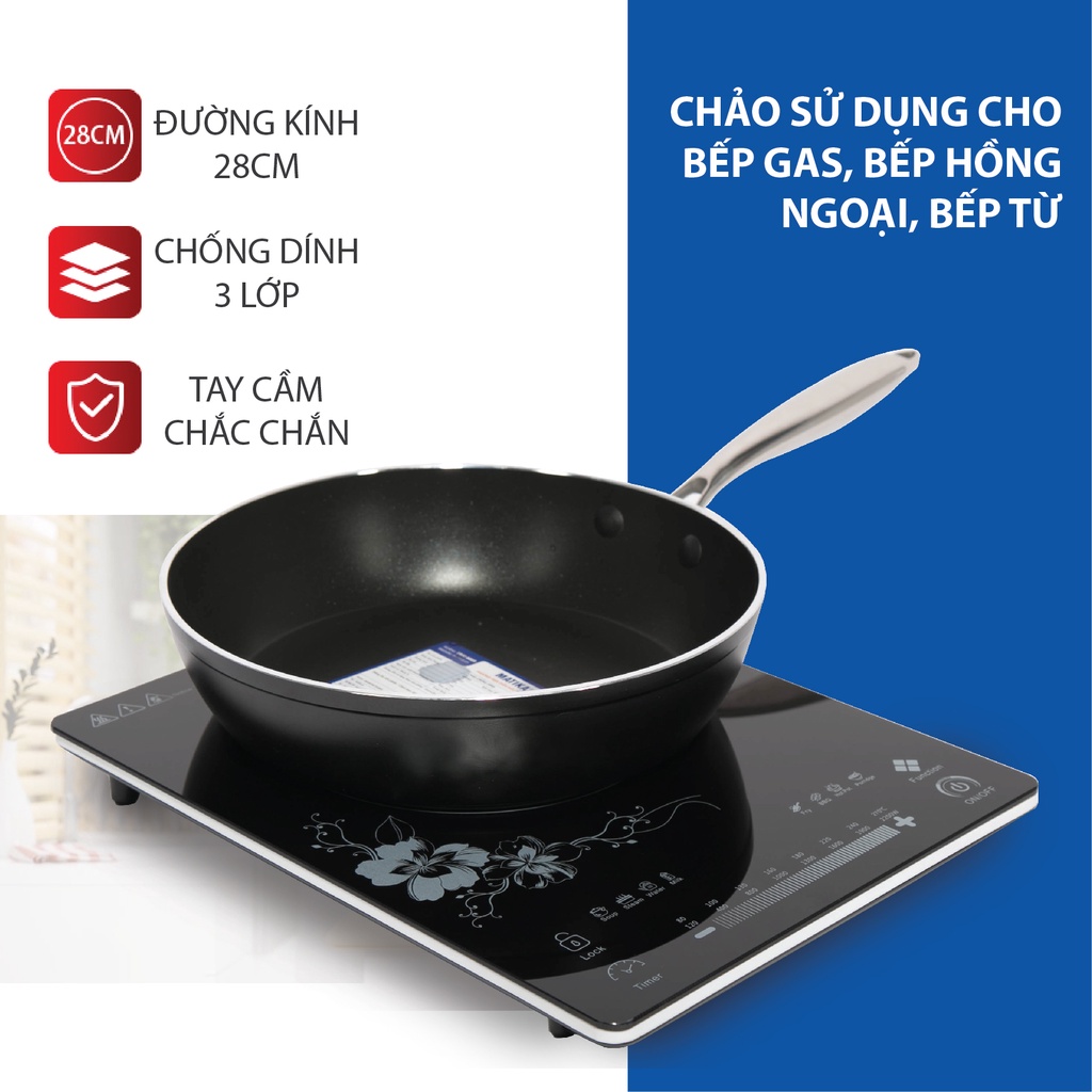 Chảo Chống Dính Đáy Từ MATIKA Size 28cm MTK-SP1628