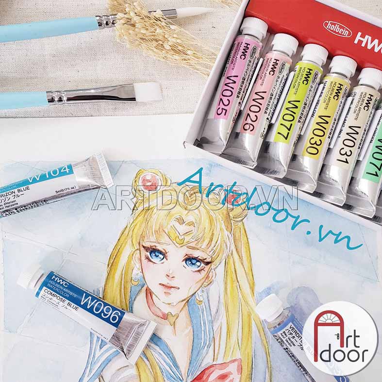 [ARTDOOR] Bộ màu Nước Tuýp HOLBEIN Pastel 5ml (12 màu, hộp giấy)