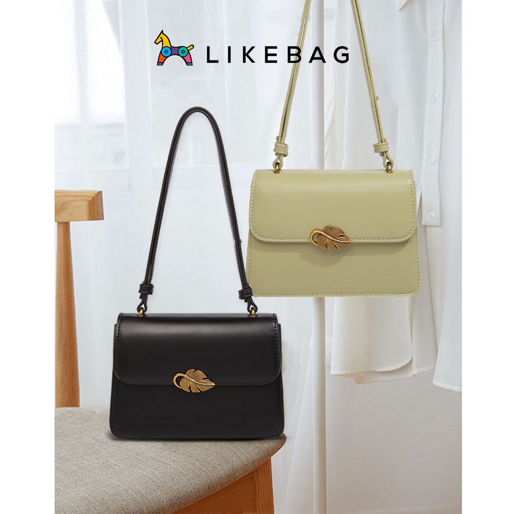 Túi xách nữ đeo vai, kẹp nách thời trang LIKEBAG form vuông nắp gập hình lá nữ tính 6713 - LIBAGI
