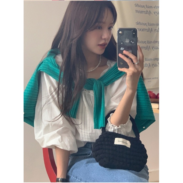 SUXI Áo Sơ Mi Nữ Dáng Rộng Màu Sắc Ngọt Ngào Phong Cách Hàn Quốc