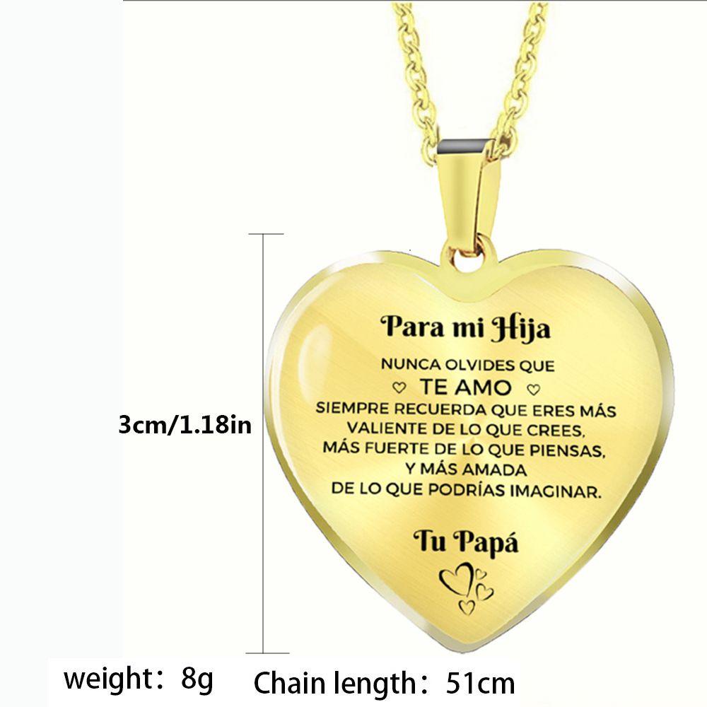 OKDEALS Vòng cổ Màu Vàng / Bạc Mặt Trái Tim Khắc Chữ To My Daughter Son Tây Ban
