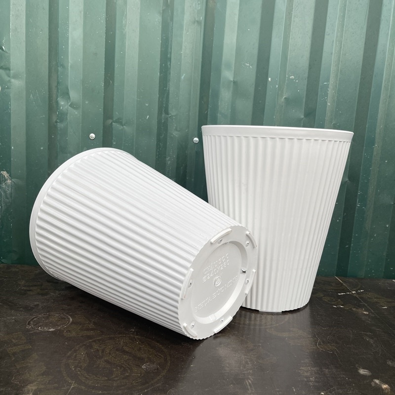 3 Chậu nhựa trồng cây hoa gân sọc dọc loại cao cấp đủ size COMBO 03 CHẬU
