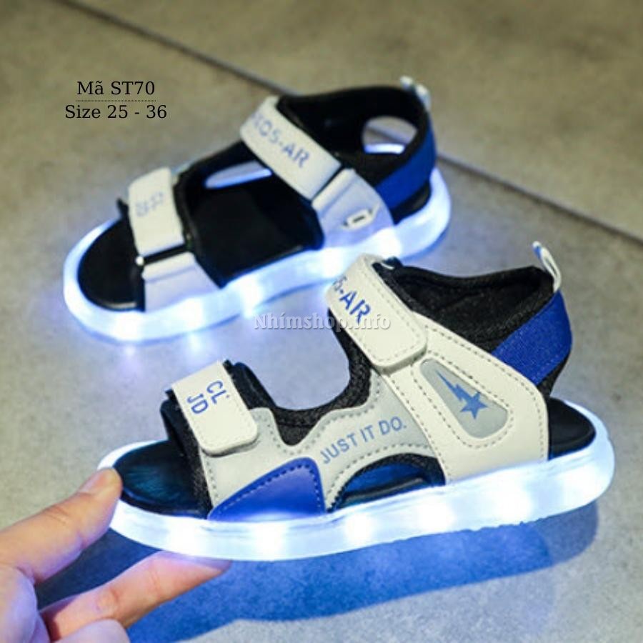 Giày sandal bé trai gái có đèn LED phát sáng thời trang sạc USB thông minh siêu bền êm chân cho trẻ em 3 - 12 tuổi ST70