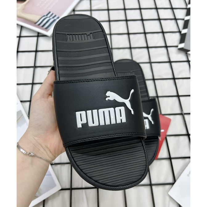 [CHÍNH HÃNG] DÉP PUMA COOL CAT SLIDES SANDAL BLACK WHITE - DÉP QUAI NGANG SIÊU ÊM  [371023 01]