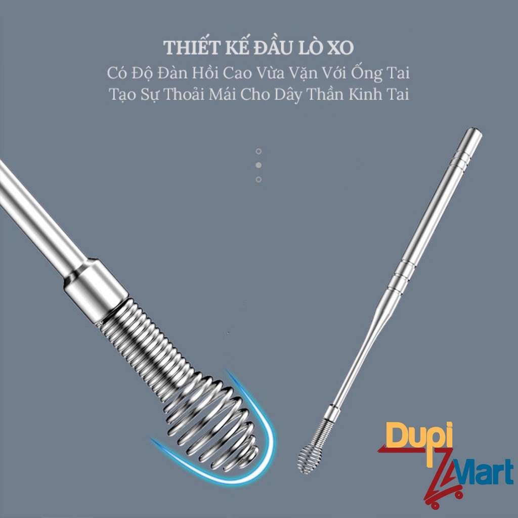 Bộ Dụng Cụ Ngoáy Tai 6 Món Vỏ Đựng Bằng Thép Không Gỉ Có Móc Khoá Tiện Lợi - Bộ Dụng Cụ lấy Ráy Tai Chuyên Dụng