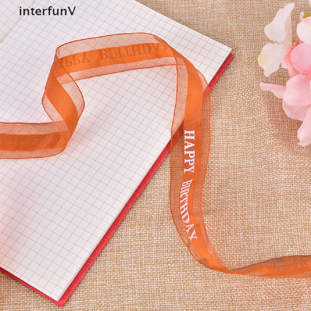 [InterfunV] Cuộn Dây Ruy Băng Polyester In Chữ Happy Birthday Gói Quà Tặng Sinh Nhật DIY