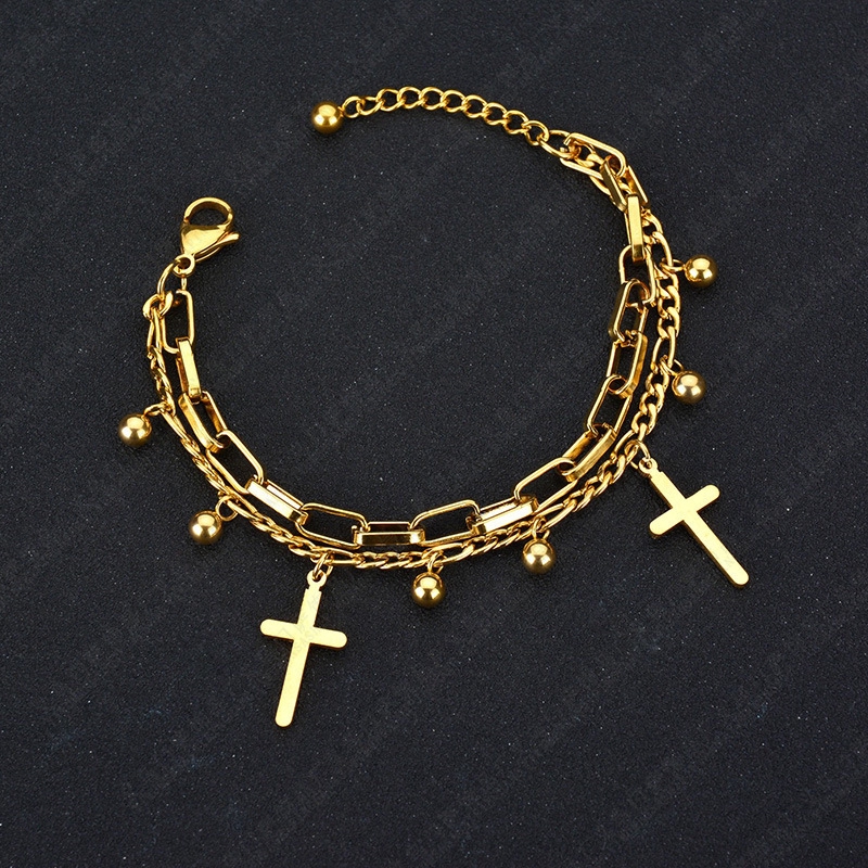 Korea Creative New Double Cross Gold Plated Jewelry Fashion Couple Bracelet