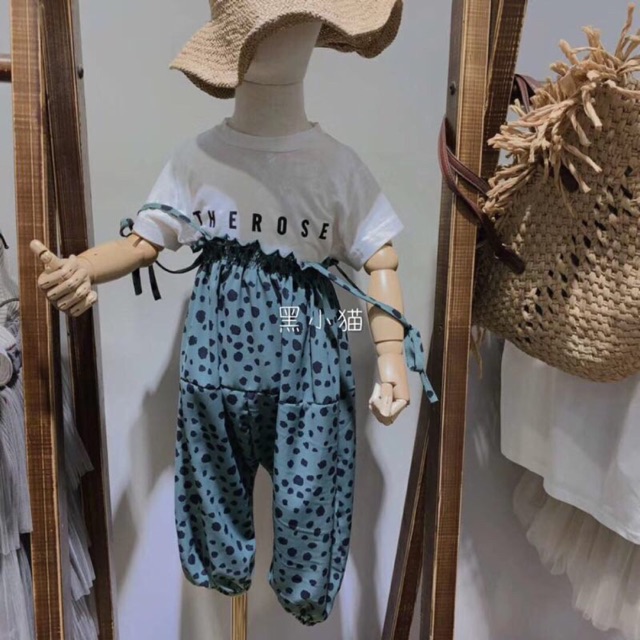 set áo + quần yếm bé gái