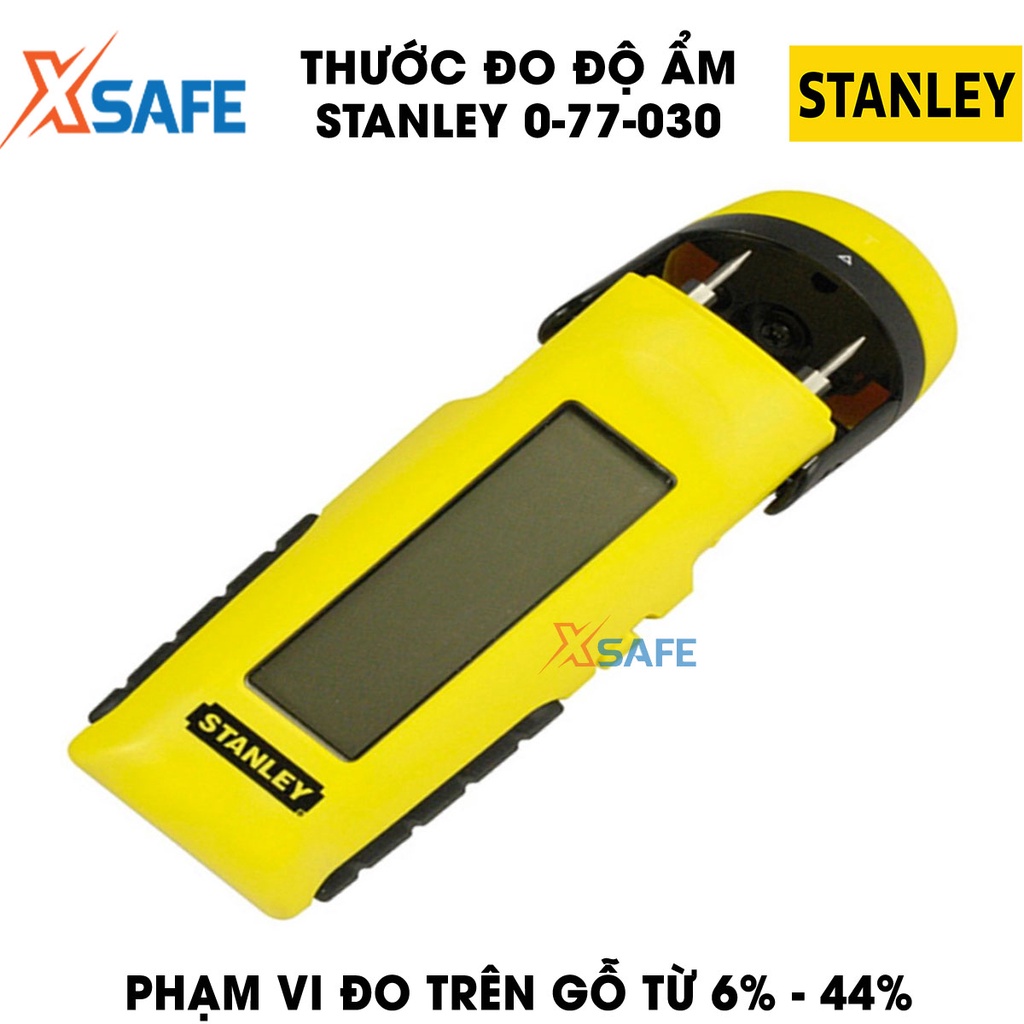 Thước đo độ ẩm STANLEY 0-77-030 trang bị màn hình LCD Máy đo độ ẩm hiển thị kết quả theo biểu đồ, vỏ máy nhựa ABS bền bỉ