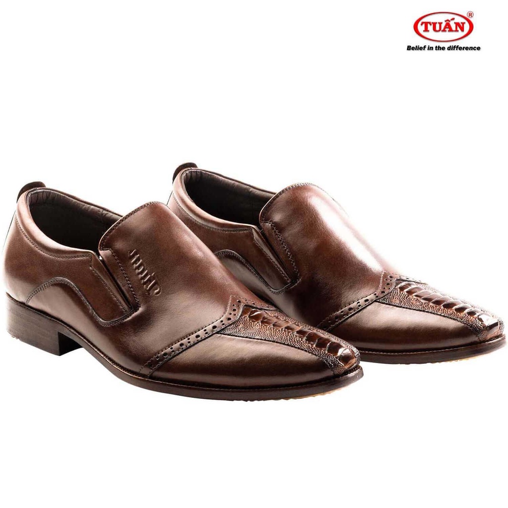 Giày nam cao cấp da Đà Điểu đế DA khâu thủ công Handmade thương hiệu Tuấn GXHU-47L