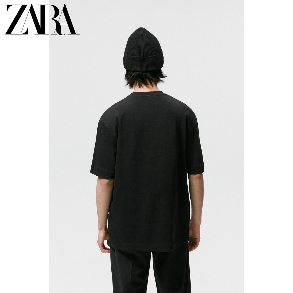 Áo Thun Cotton Ngắn Tay Cổ Tròn In Họa Tiết ZARA Cá Tính Cho Nam 4087395 800