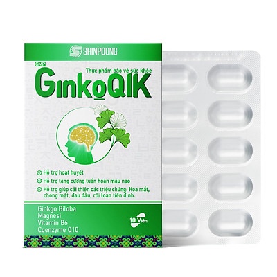 Viên Uống SHINPOONG GINKOQIK Tăng Cường Tuần Hoàn Máu Não, Hỗ Trợ Hoạt Huyết 10 Viên