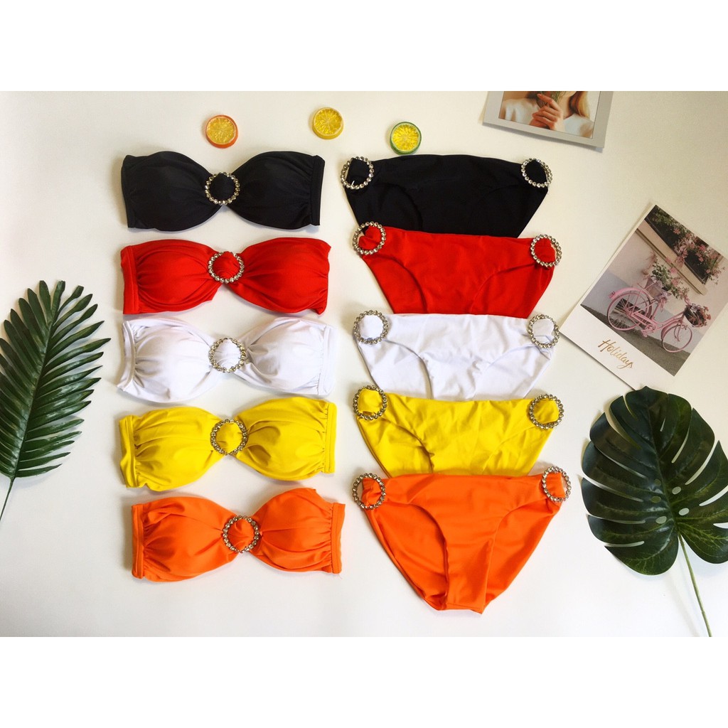 BIkini cúp ngực phối khoen sang chảnh (nhiều màu)