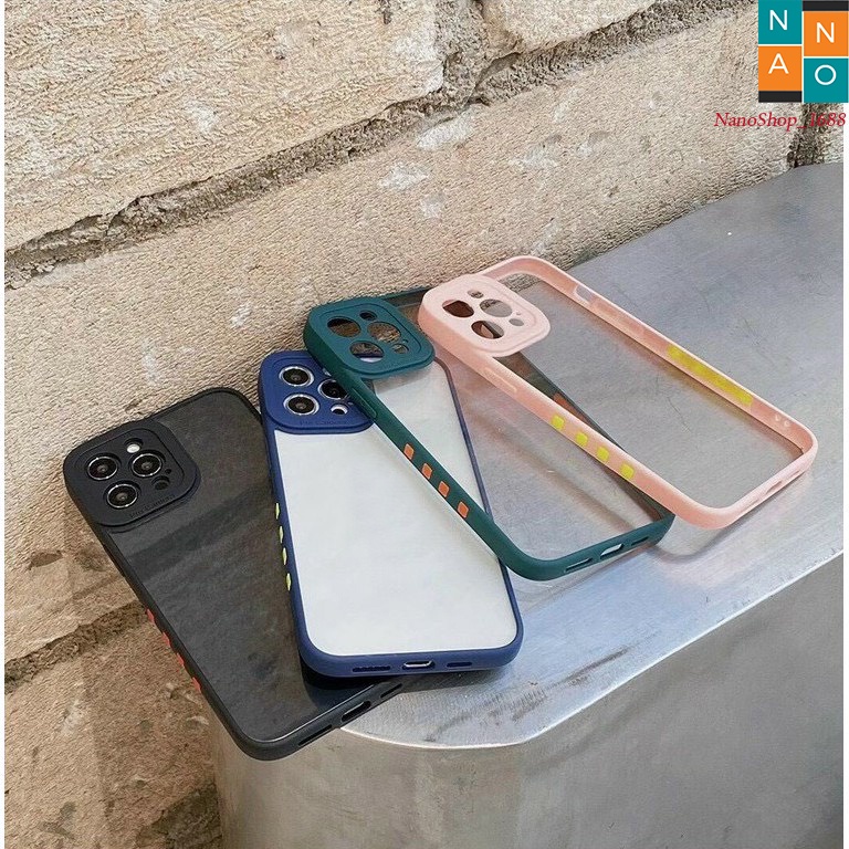 Ốp iphone Lưng Nhám,Cạnh Vuông, Phím Màu,Bảo Vệ Cam 7Plus,8plus,x,,xs,xsmax,11,11promax,12,12promax,13,13promax