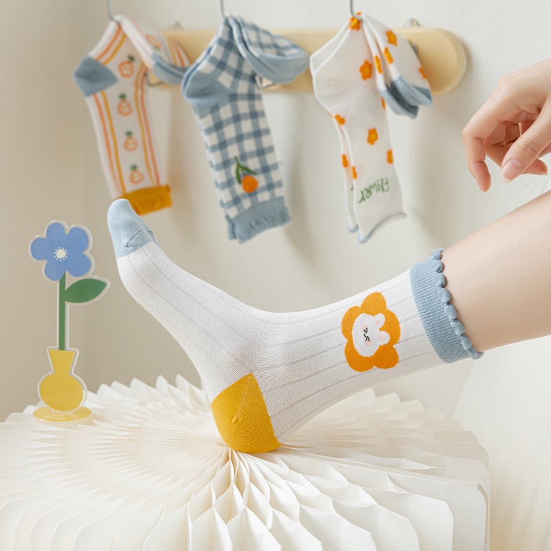 Vớ WAFNHA D52 cotton họa tiết bông hoa nhiều mẫu tùy chọn xinh xắn dành cho nữ