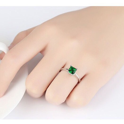 Nhẫn bạc nữ đẹp, đơn giản đính đá xanh N1463 - Bảo Ngọc Jewelry