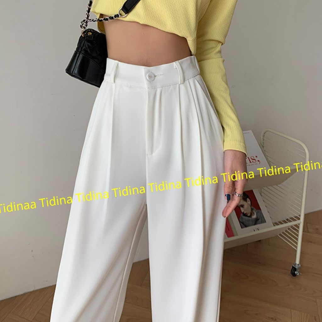 Quần ống rộng nữ TIDINA Quần tây ống rộng nữ 1 khuy phong cách hàn quốc lưng cao đi học công sở quần
