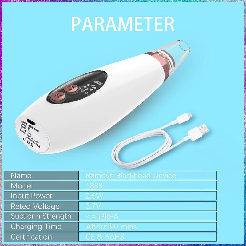 Máy Hút Mụn Mini Cầm Tay Rung Siêu Âm, Chăm Sóc Da Mặt Cao Cấp Với Ba Đầu Hút Mụn, Làm Sạch Sâu Làn Da Nhanh Chóng