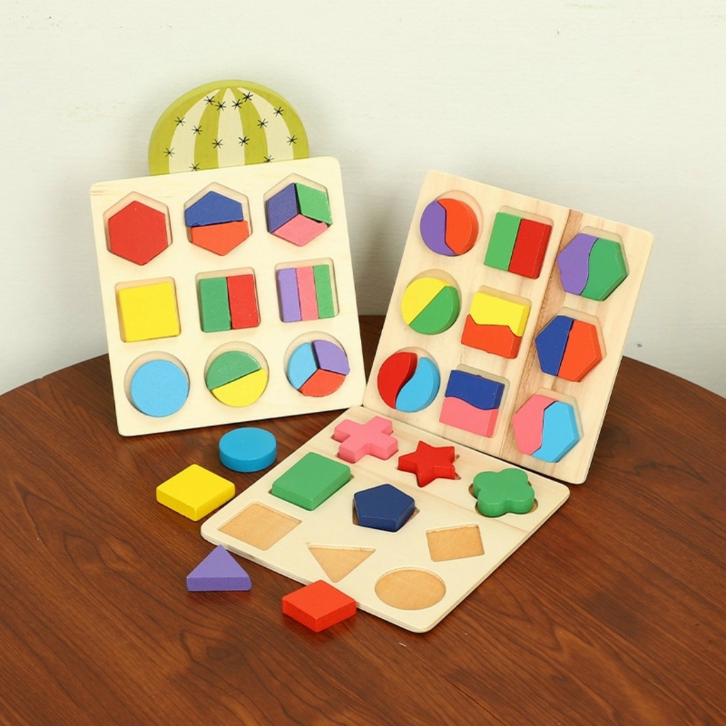 Combo Đồ chơi xếp khối montessori cho bé từ 1-3 tuổi Đồ chơi gỗ thông minh