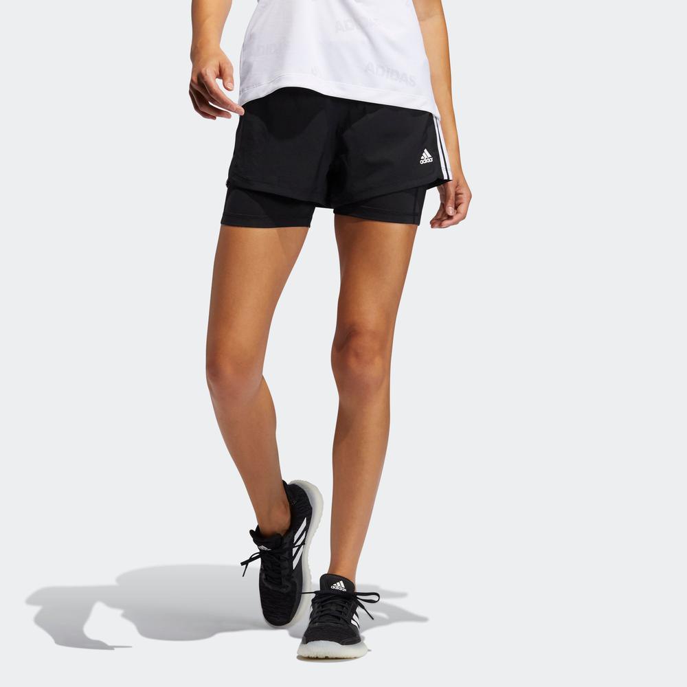 Quần Ngắn adidas TRAINING Nữ Quần short 2 trong 1 vải dệt 3 Sọc Pacer Màu đen GL7686