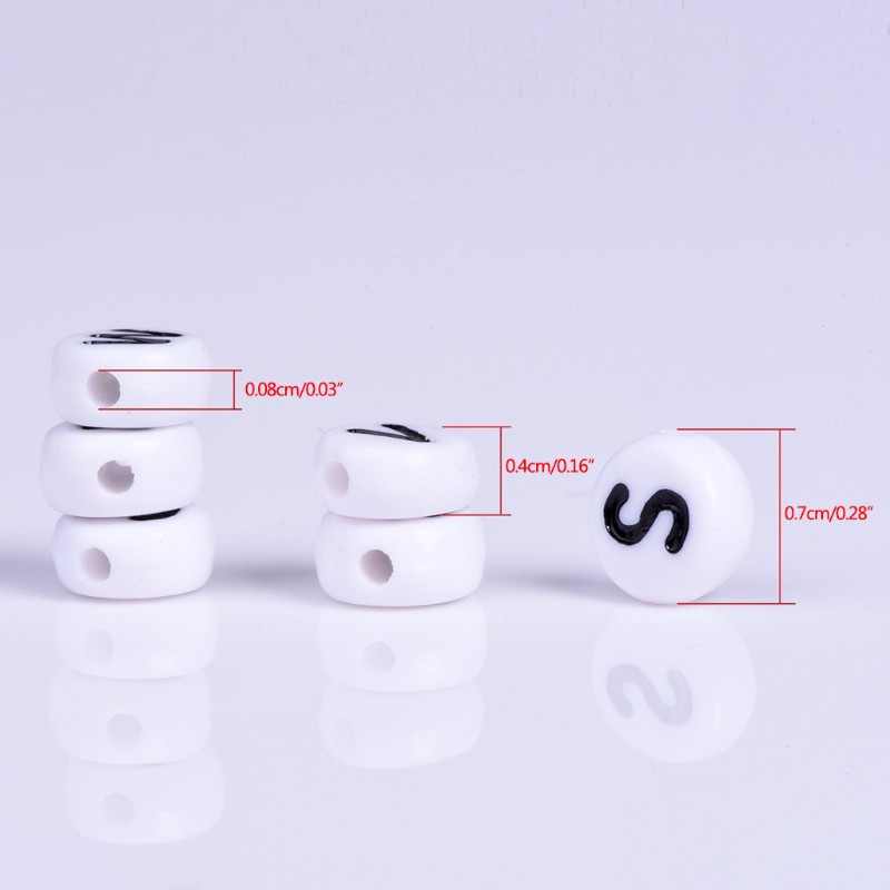 100 hạt xỏ lỗ chữ cái bằng acrylic màu trắng cho làm thủ công