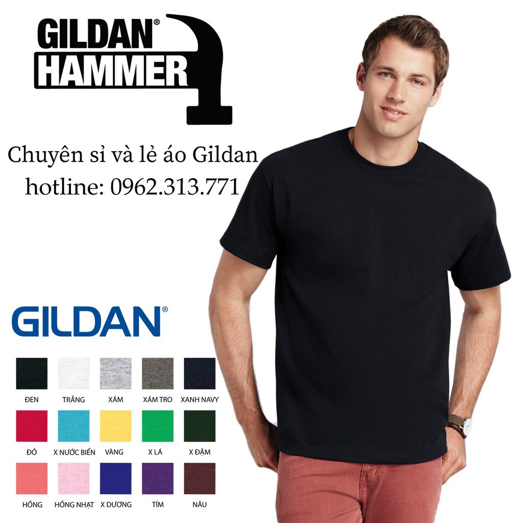 Áo Thun Mỹ Gildan Hammer 100% cotton(Đỏ, X.Lá, Vàng, Cam, Tím)