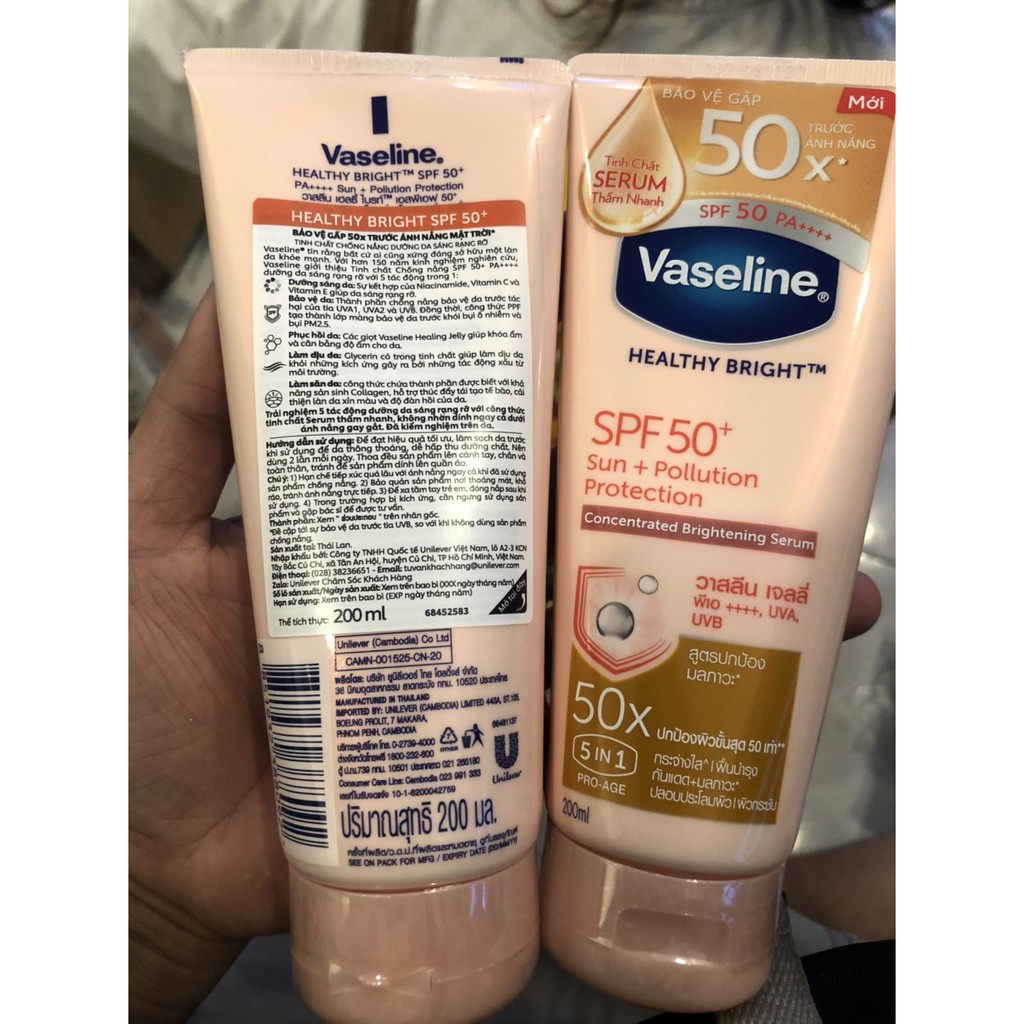 Sữa Dưỡng Thể Trắng Da Vaseline 50x SPF 50 PA++++ 200ml