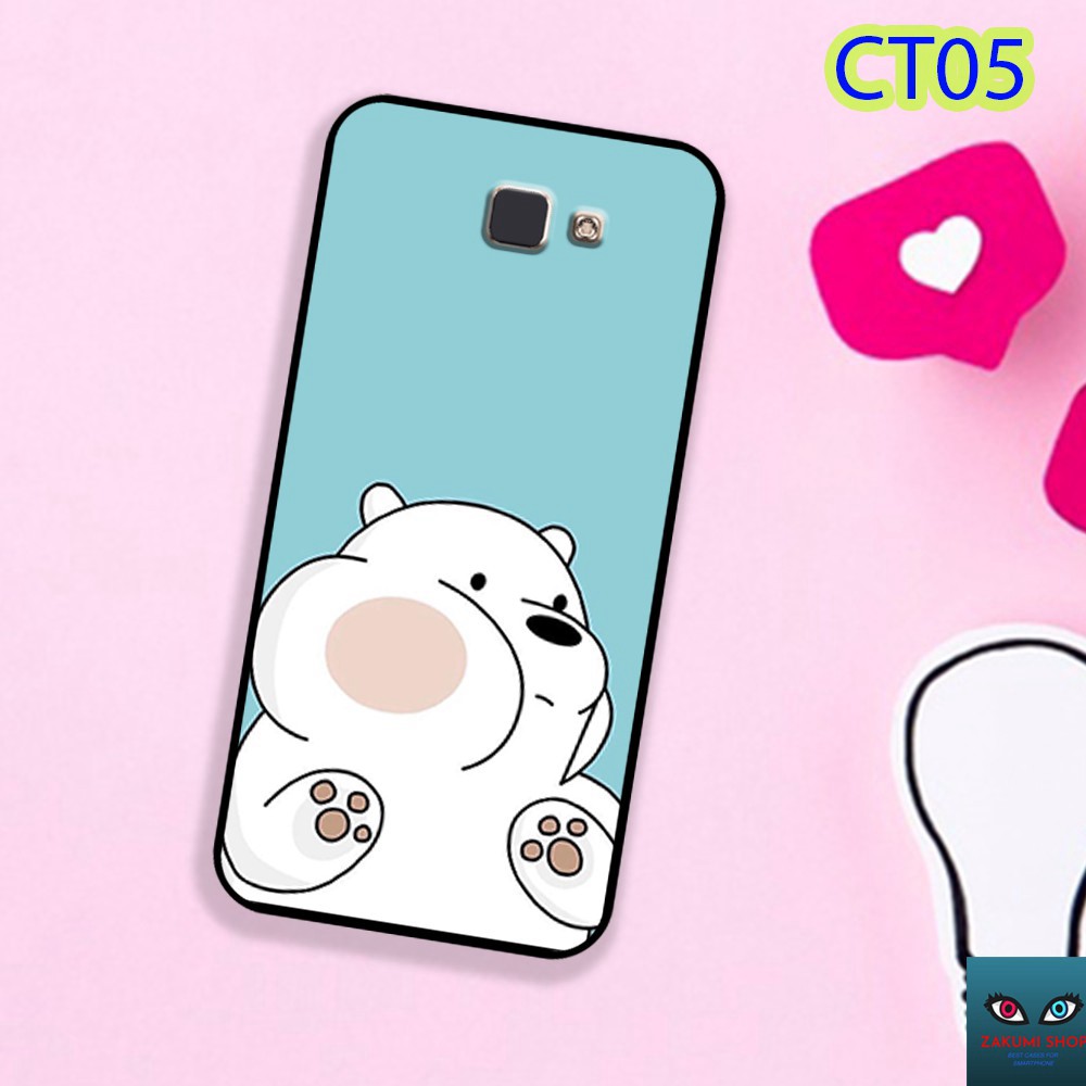 Ốp lưng kính SAMSUNG J7 PRIME J5 PRIME J4 CORE J4 PLUS gấu trắng Ice bear, in hình dễ thương siêu Cute dễ thương