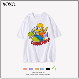 Áo thun tay lỡ form rộng dáng unisex  XOXO phong cách Nelly Ulzzang in hình bart trượt ván
