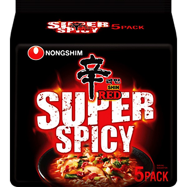 ( Bán sỉ ) Lốc 5 gói Mì siêu cay Nongshim Shin Red Super Spicy 120gr