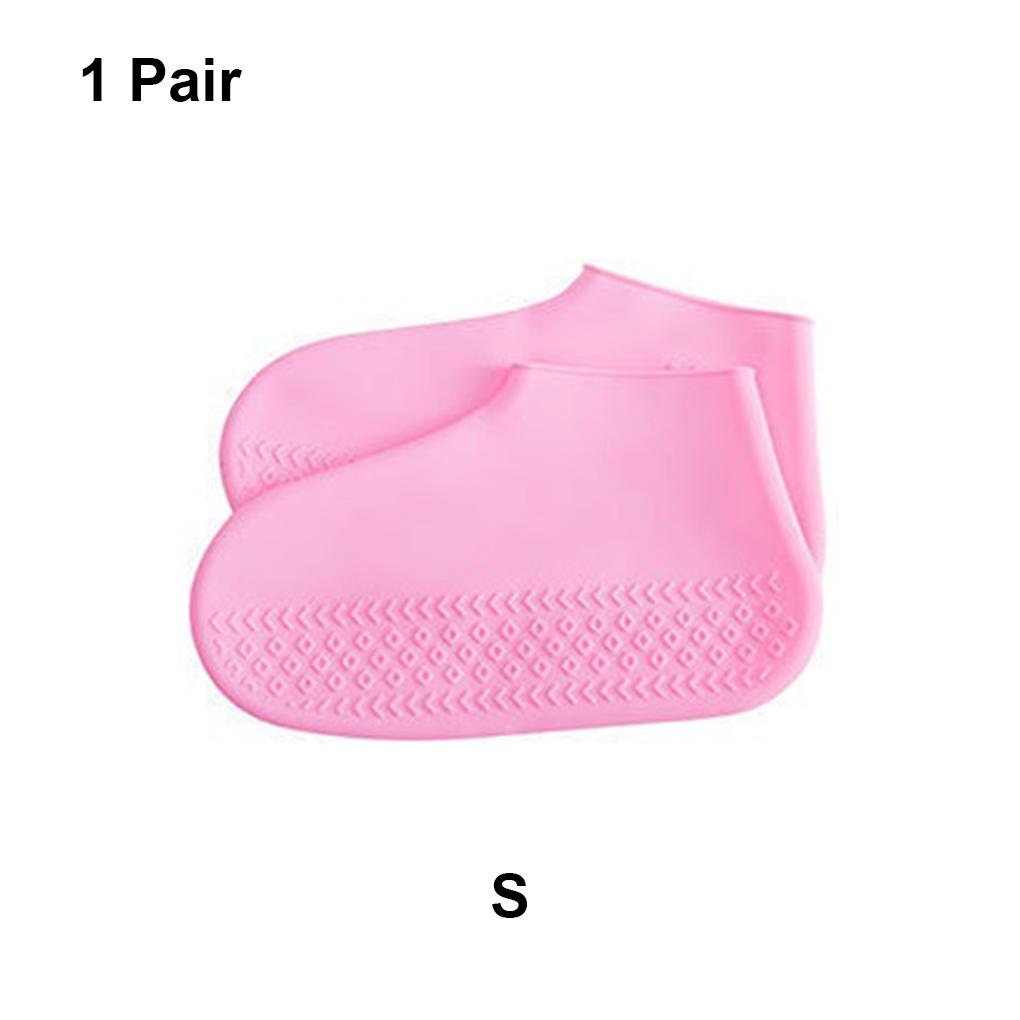 1 Cặp Vỏ Bọc Giày Đi Mưa Bằng Silicon Co Giãn Chống Trượt Chống Thấm Nước Màu Trơn Sành Điệu Có Thể Tái Sử