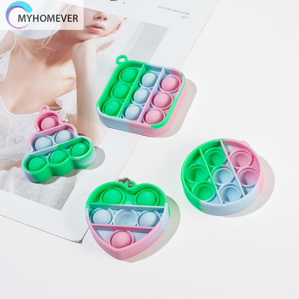 Pop It Fidget Đồ chơi Tie Dye Colorful Push Bubble Sensory Autism Anti Stress Silicone Keychain