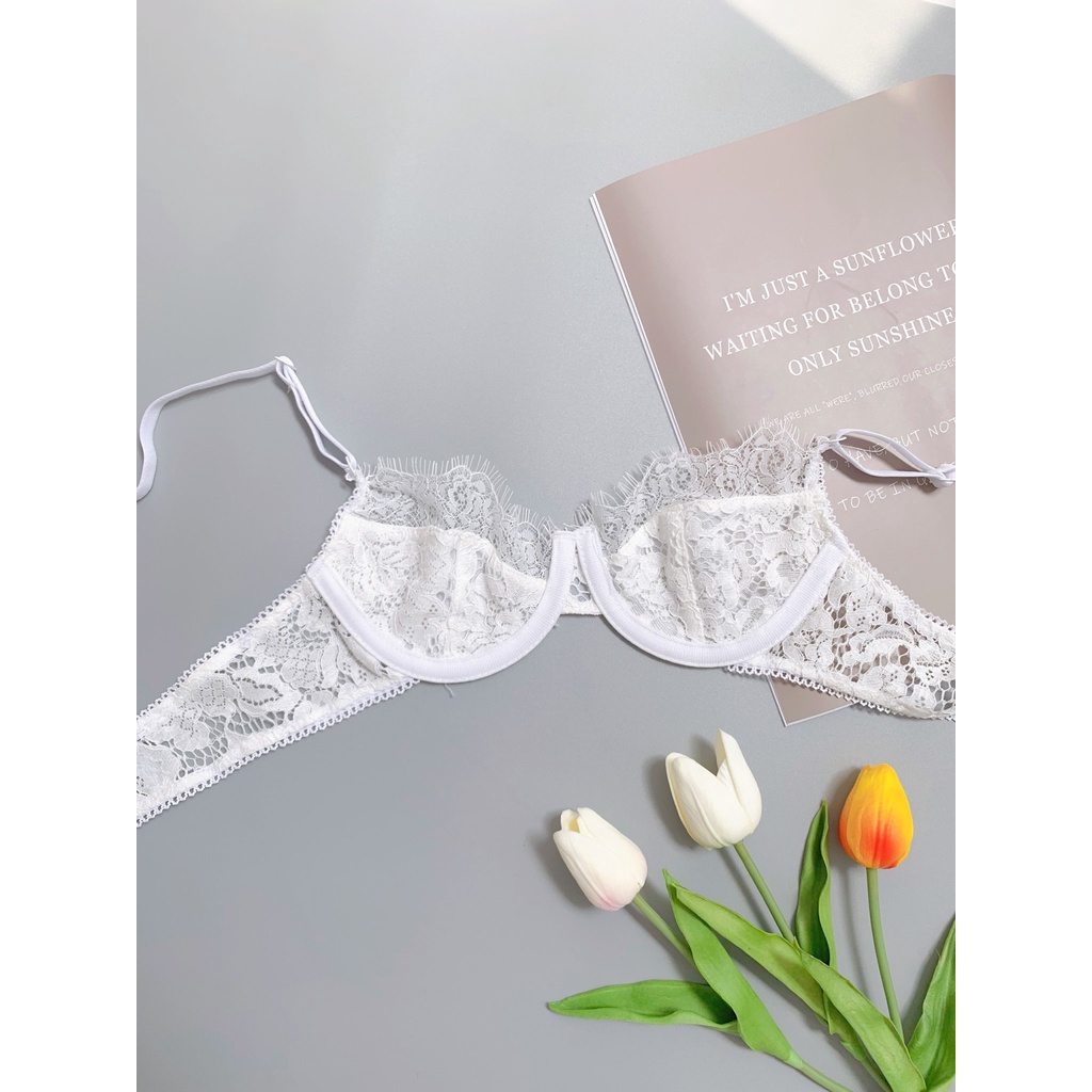 H08 [TẶNG MÚT]Áo Bra Ren Bralette KATHY BRA Không Mút Có Gọng Nâng Ngực Xuyên Thấu Sexy Quyến Rũ