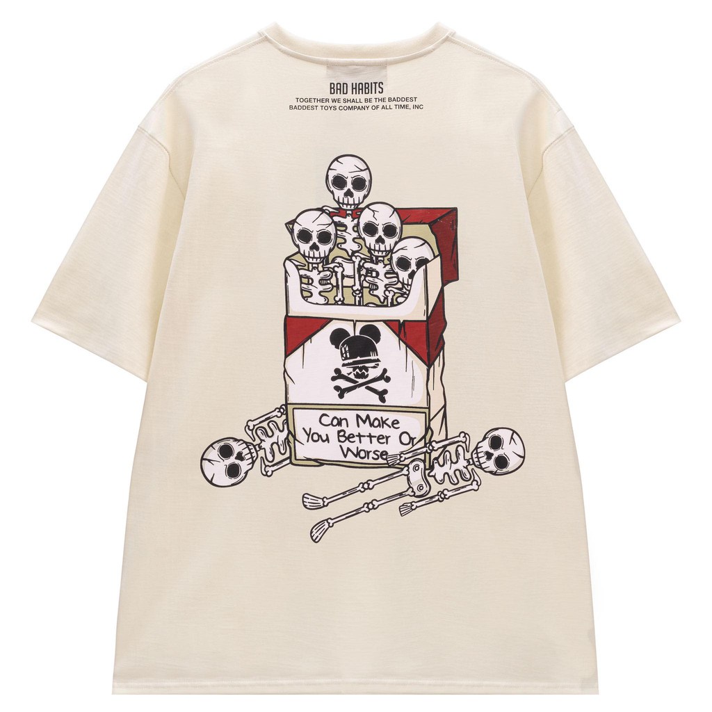 Áo Thun Unisex Bad Habits Tobacco Màu Cream 100% Cotton - Local Brand Chính Hãng