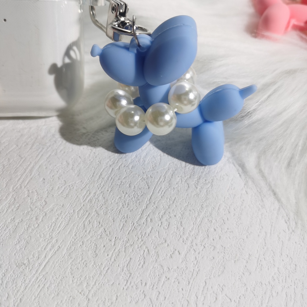 Ốp Bảo Vệ Hộp Đựng Tai Nghe Airpods Hình Chú Chó Và Bong Bóng Đính Ngọc Trai Xinh Xắn