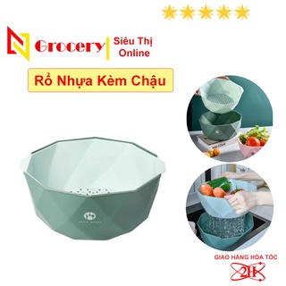[HOT] Rổ Nhựa Kèm Chậu Đa Năng, Chất Liệu Nhựa PP Cao Cấp, An Toàn Khi Sử Dụng