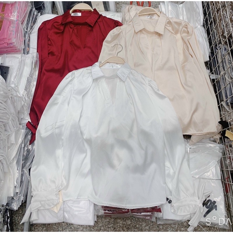 [Mã WASKT410K giảm 10K đơn 50K] Áo sơ mi lụa cổ choker tay nơ | BigBuy360 - bigbuy360.vn