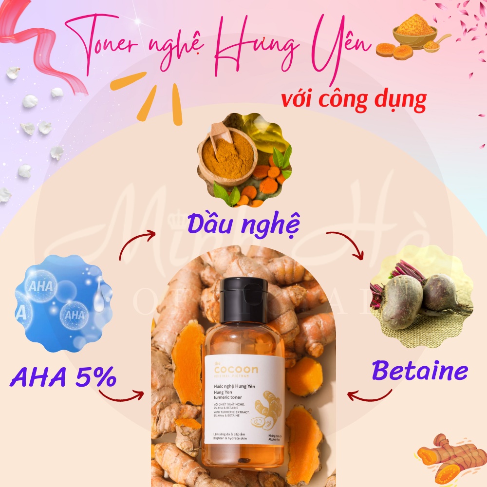 Toner Cocoon từ nước nghệ Hung Yen Turmeric 140ml làm sáng da và cấp ẩm