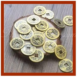 Đồng Xu,Tiền Xu 2.3cm màu_vàng đồng âm dương