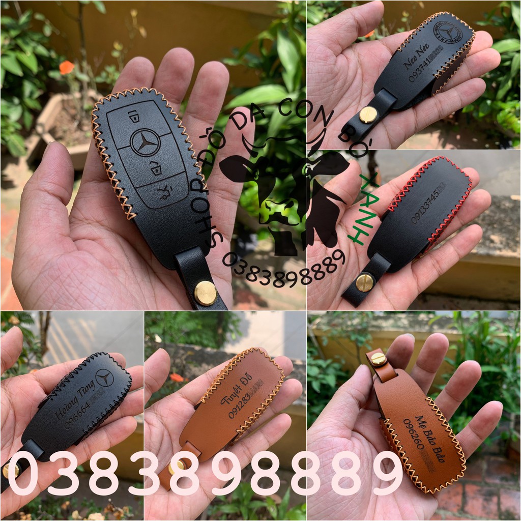 Bao da chìa khoá Mercedes handmade da thật, bao da chìa khoá Mec (dòng mới 2019) 002