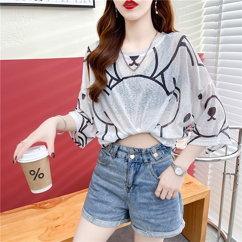 Áo Thun Tay Ngắn Cổ Tròn Dáng Rộng In Họa Tiết Thời Trang Mùa Hè Dễ Phối Đồ Cho Nữ