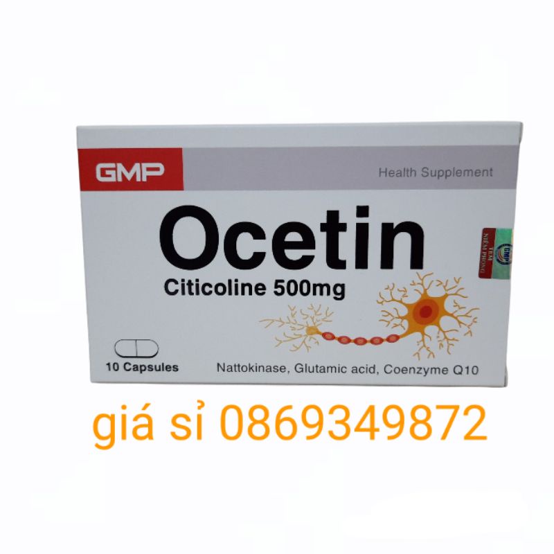 Viên uống bổ não OCETIN - Citicolin 500mg - HUNASUN 500 dùng cho người sau tai biến mạch máu não, rối loạn tiền đình